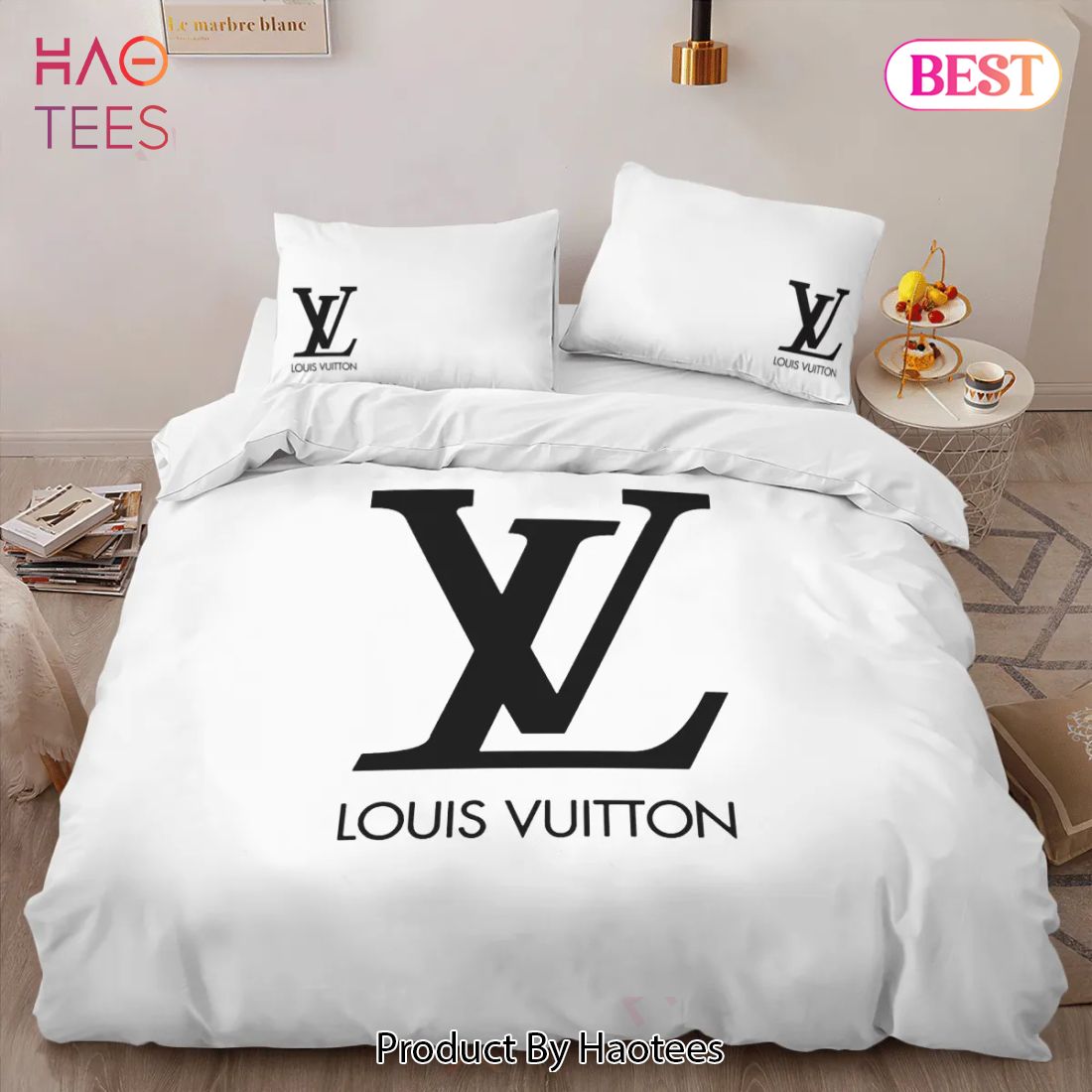 [SALE] Louis Vuitton White Luxury Brand High-End Bedding Set LV Home Decor – YI71 Luxury Store