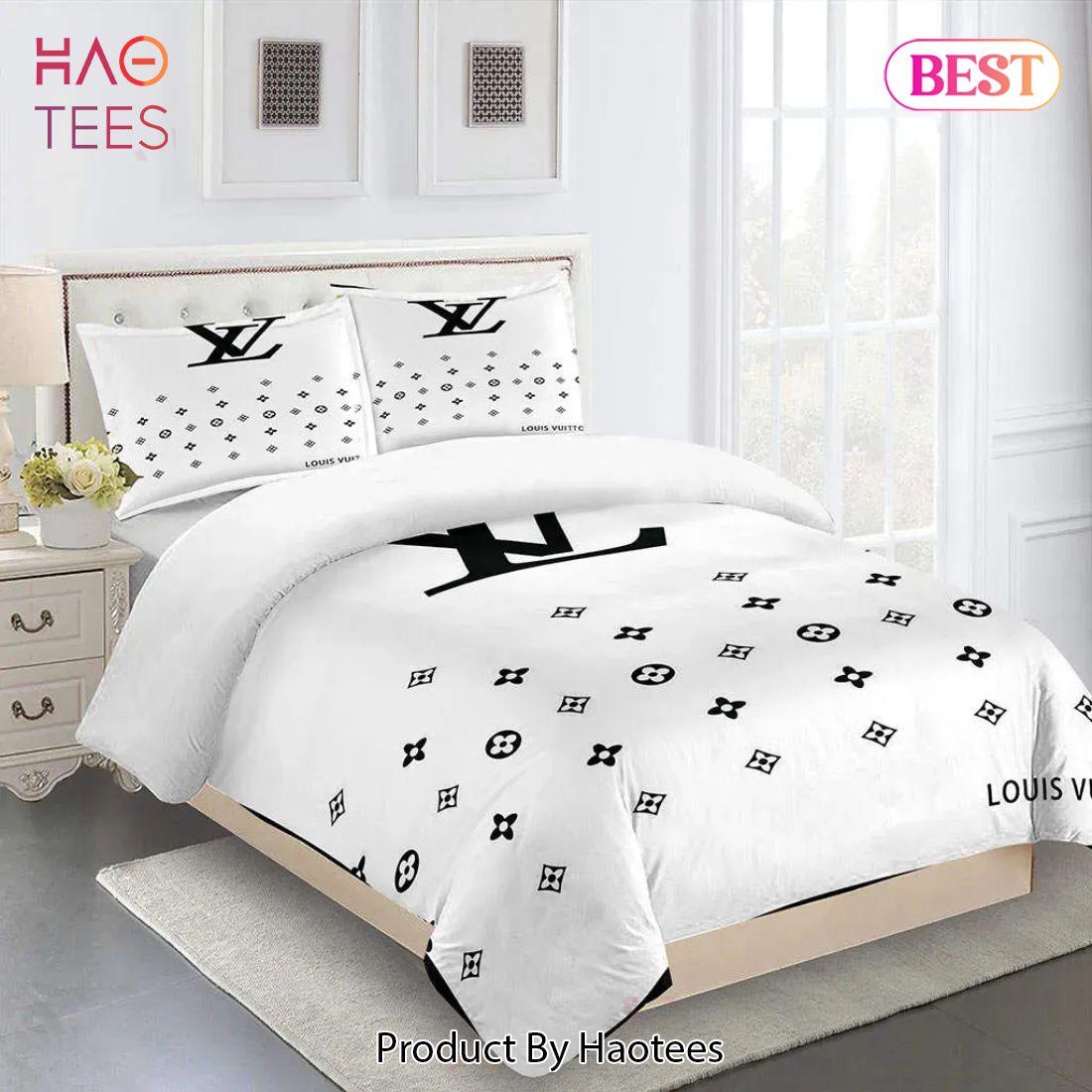 [SALE] Louis Vuitton White Luxury Brand Limited Fashion Premium Bedding Set Home Decor Luxury Store