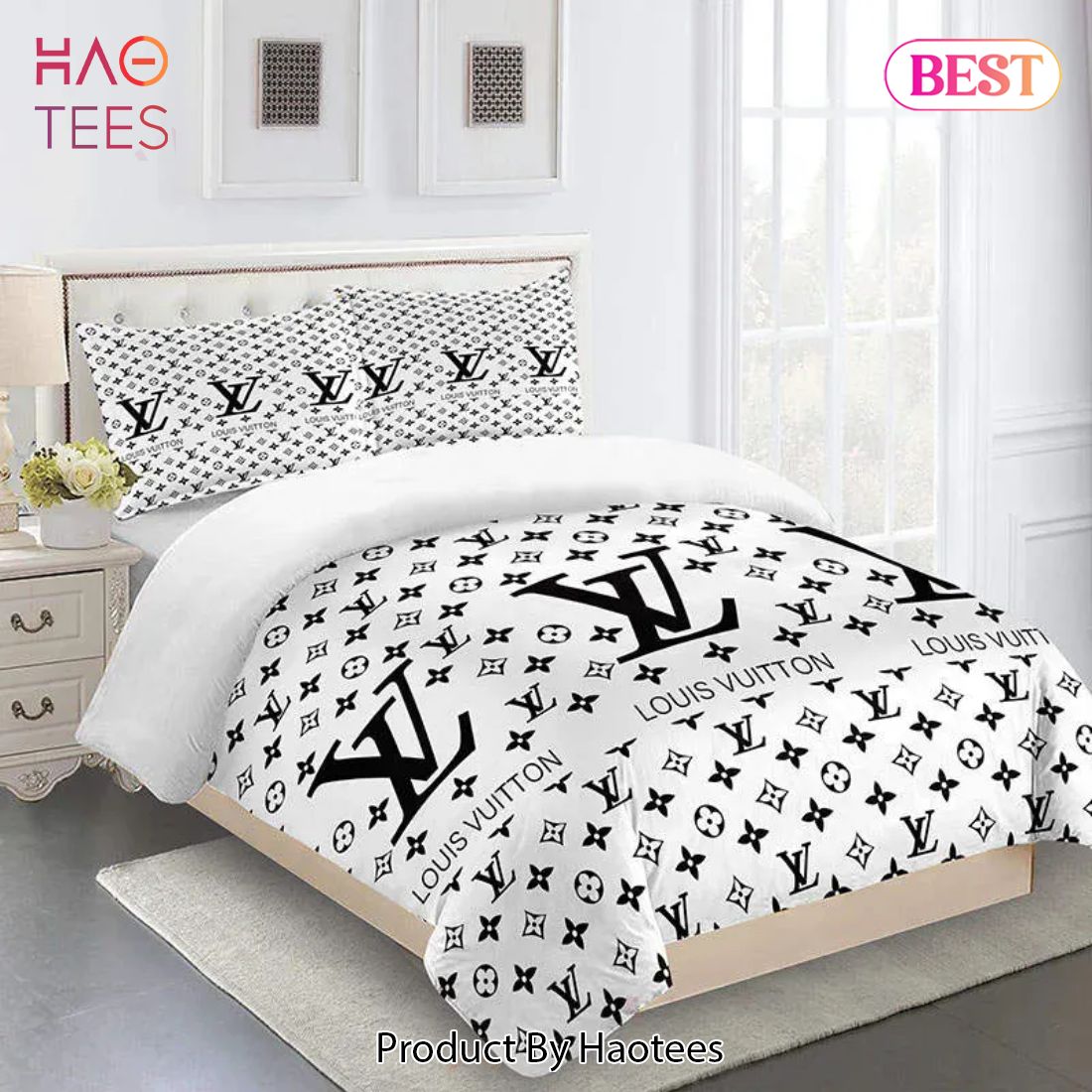 [SALE] Louis Vuitton White Luxury Brand Limited Premium Fashion Bedding Set Home Decor Luxury Store