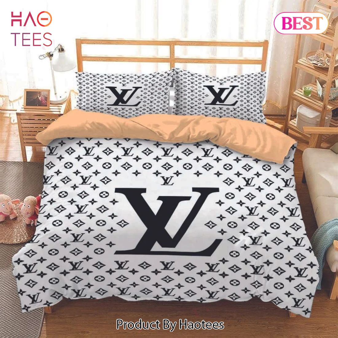 [SALE] Louis Vuitton White Luxury Fashion Brand Bedding Set Luxury Store