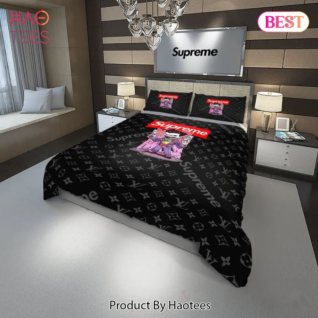 [SALE] LV Supreme Joker Luxury Brand Bedding Set Bedspread Duvet Cover Set Home Decor Luxury Store