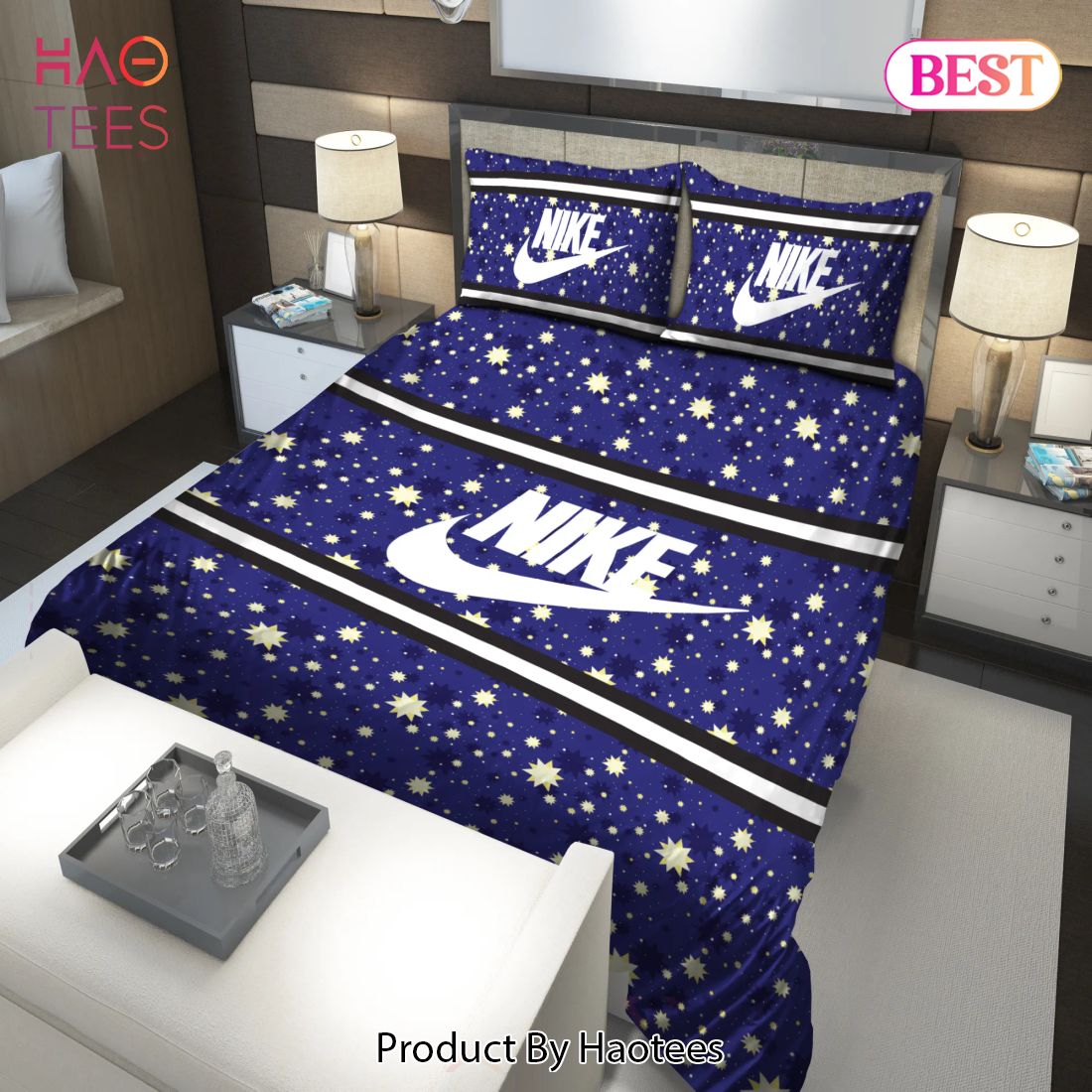 [SALE] Nike Blue Fashion Luxury Brand Premium Bedding Set Home Decor Luxury Store