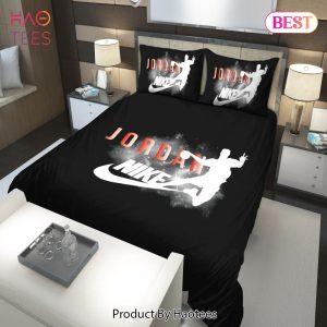 [SALE] Nike Jordan Black Fashion Luxury Brand Premium Bedding Set Home Decor