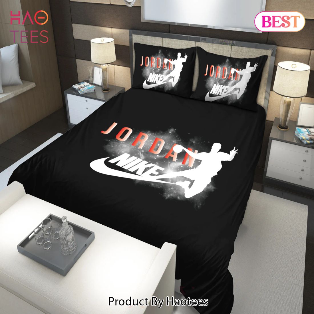 [SALE] Nike Jordan Black Fashion Luxury Brand Premium Bedding Set Home Decor Luxury Store