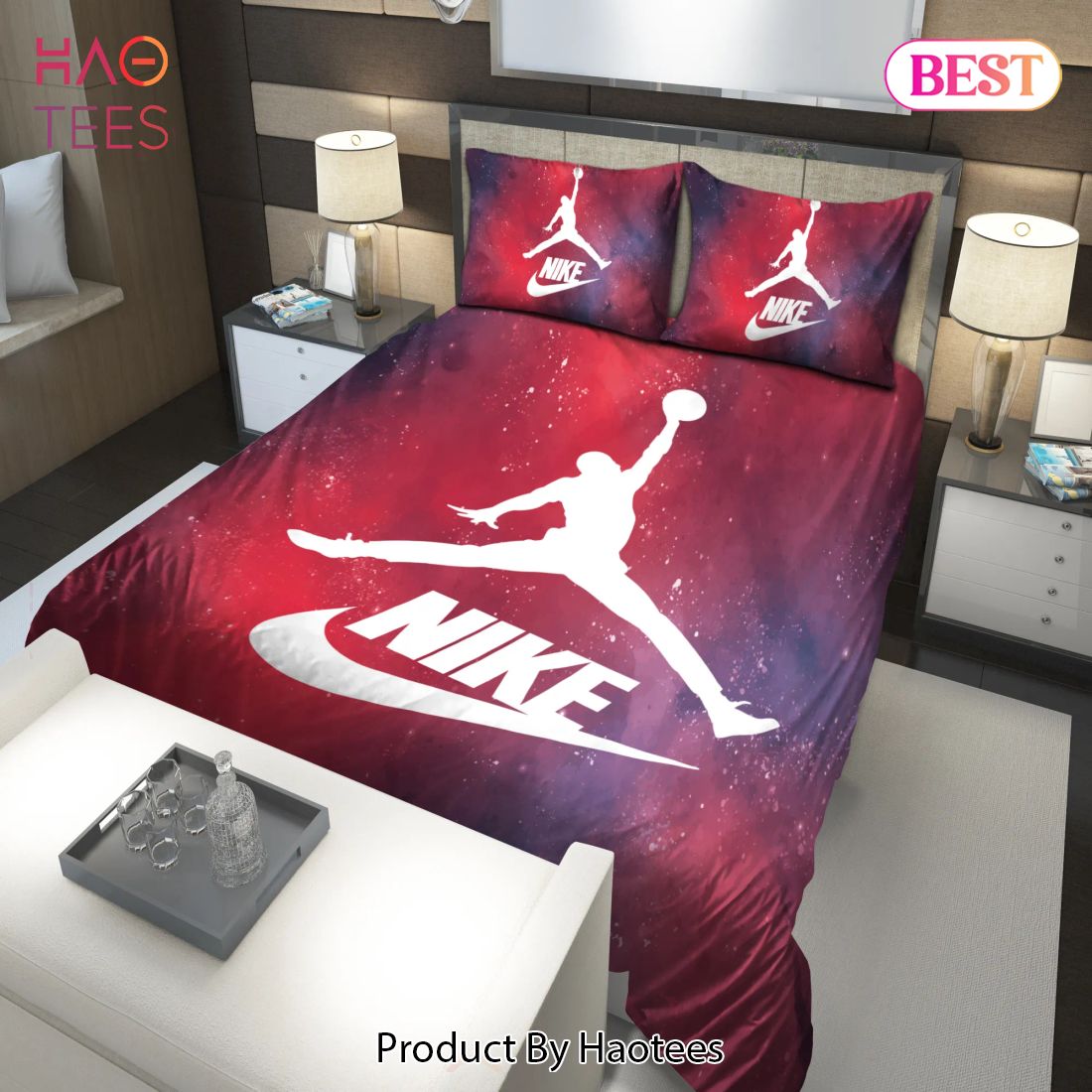 Vroegst smal Uitsluiting SALE] Nike Jordan Red Fashion Luxury Brand Premium Bedding Set Home Decor
