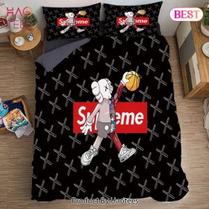 [SALE] Supreme Kaws Black Luxury Brand Bedding Set Duvet Cover Home Decor