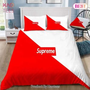 [SALE] Supreme Logo Red White Luxury Brand Bedding Set Duvet Cover Home Decor