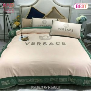 [SALE] Versace Beige Green Luxury Brand Premium Bedding Set Bedspread Duvet Cover Set Home Decor