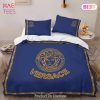 [SALE] Versace Blue Luxury Brand Logo High-End Bedding Set LV Home Decor