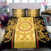 [SALE] Versace Gold Luxury Brand Logo High-End Bedding Set LV Home Decor