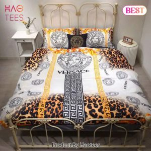[SALE] Versace Logo Leopard Luxury Brand Bedding Set Bedspread Duvet Cover Set Home Decor