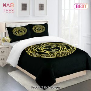 [SALE] Versace Medusa Gold Luxury Brand Bedding Set Bedspread Duvet Cover Set Home Decor