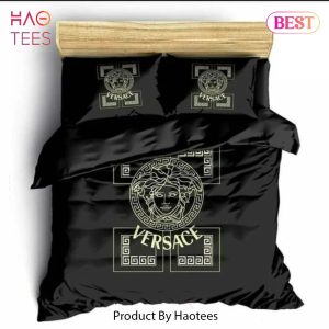 [SALE] Versace Medusa Pattern Black Luxury Brand Premium Bedding Set Duvet Cover Home Decor
