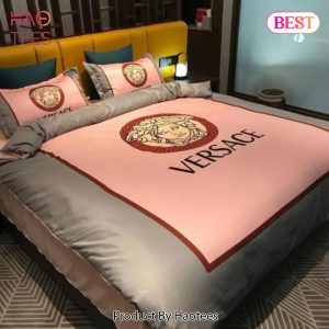 [SALE] Versace Pinky Grey Luxury Brand Bedding Set Duvet Cover Home Decor