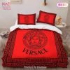 [SALE] Versace Red Golden Fashion Luxury Brand Premium Bedding Set Home Decor