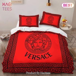 [SALE] Versace Red Logo Limited Edition Luxury Brand High-End Bedding Set LV Home Decor