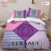 [SALE] Versace White And Black Logo Luxury Brand High-End Bedding Set Home Decor