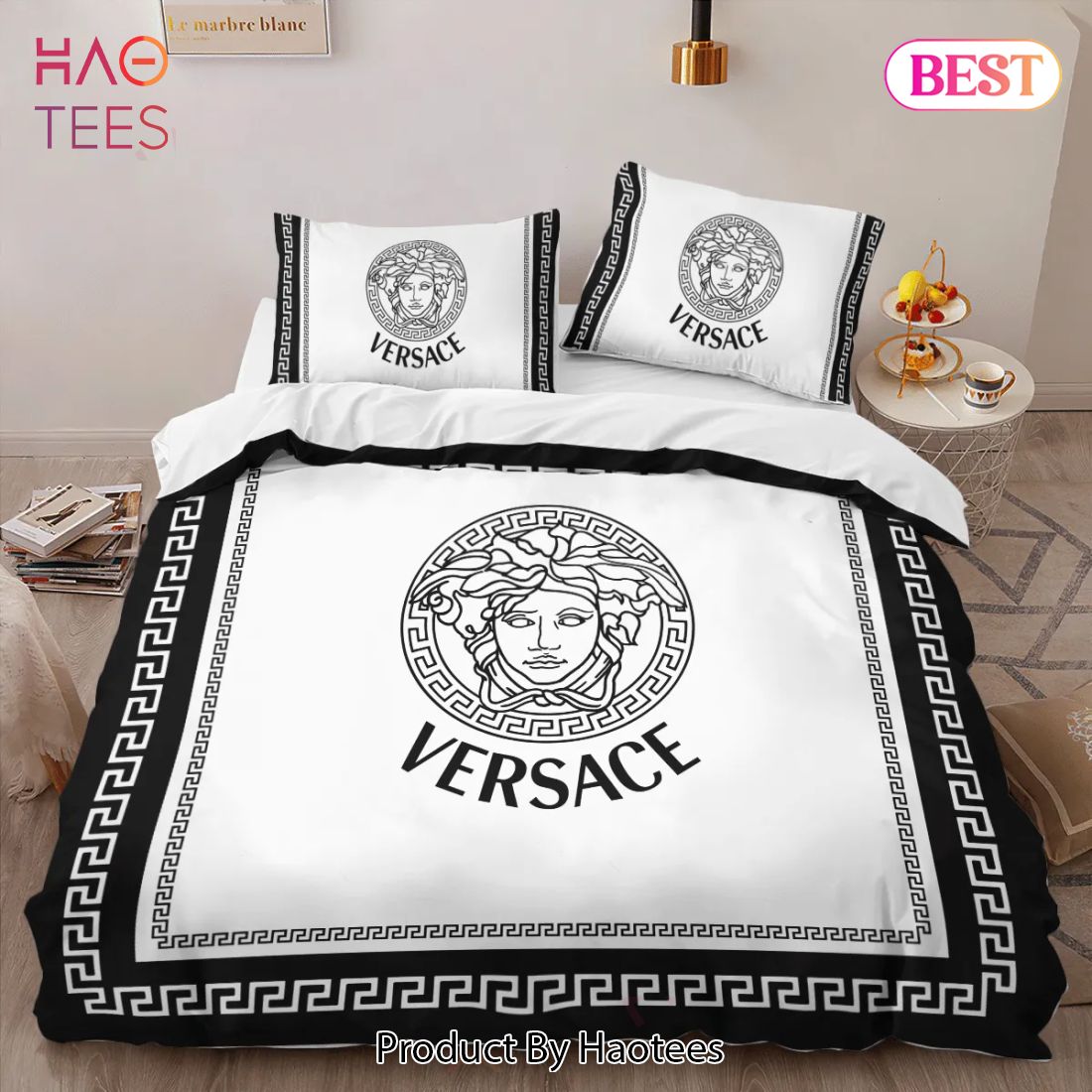 [SALE] Versace White Black Limited Edition Luxury Brand High-End Bedding Set LV Home Decor Luxury Store