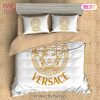 [SALE] Versace White Golden Logo Luxury Brand Bedding Set Home Decor