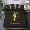 [SALE] Yves Saint Laurent Black Luxury Brand Premium Bedding Set Bedspread Duvet Cover Set Home Decor