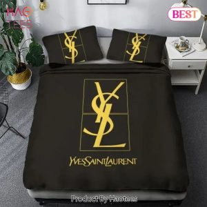 [SALE] Yves Saint Laurent Black Luxury Brand Premium Bedding Set Bedspread Duvet Cover Set Home Decor