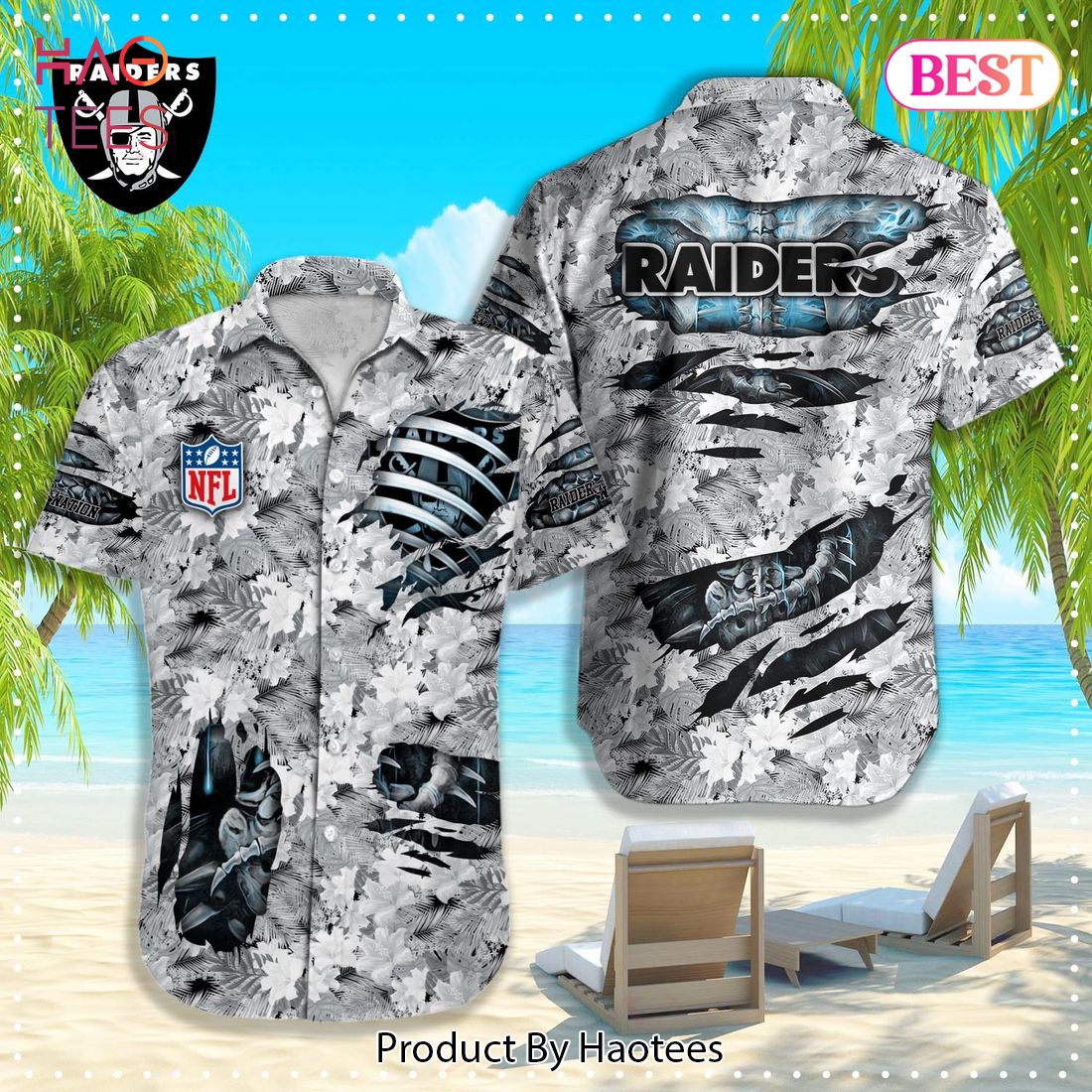 NFL Las Vegas Raiders Hawaiian Shirt Floral Button Up Shirt