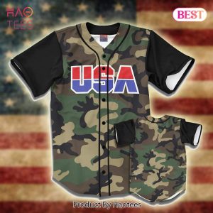 AVAILABLE 4Th Of July Usa Army Camo Baseball Jersey