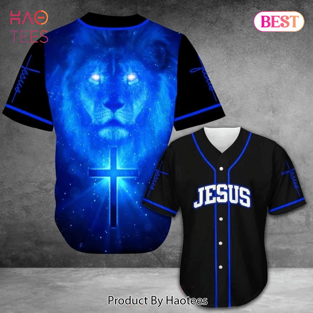 AVAILABLE Amazing Jesus Lion Ling Blue Black Baseball Jersey AVAILABLE Amazing Jesus Lion Ling Blue Black Baseball Jersey