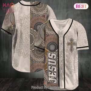 AVAILABLE Amazing Jesus Mandala Brown Baseball Jersey