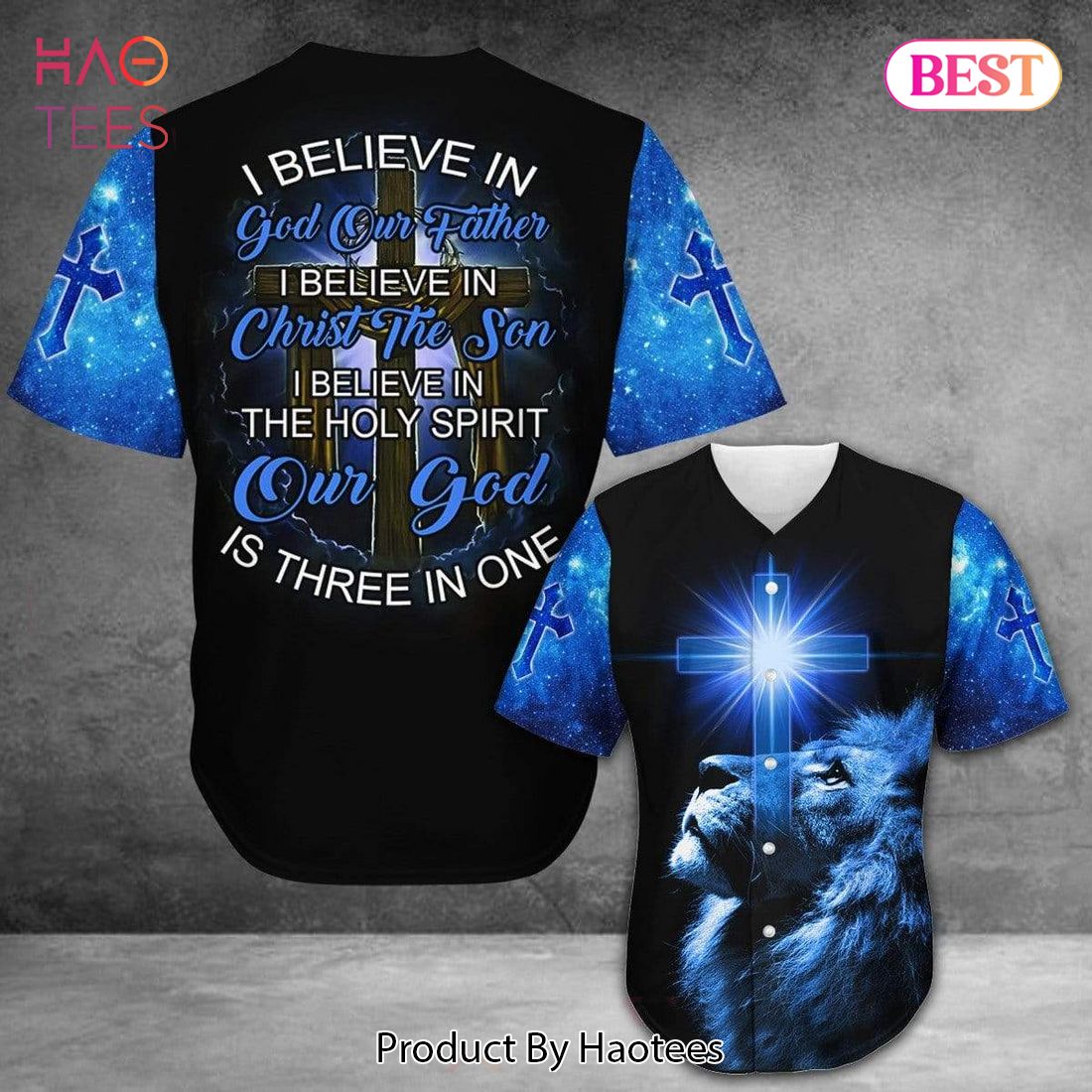 AVAILABLE Amazing Lion I Believe In God Blue Baseball Jersey AVAILABLE Amazing Lion I Believe In God Blue Baseball Jersey