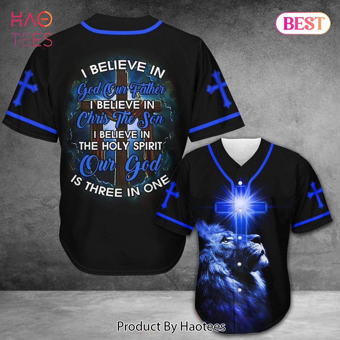 AVAILABLE Amazing Lion King I Believe In God Baseball Jersey