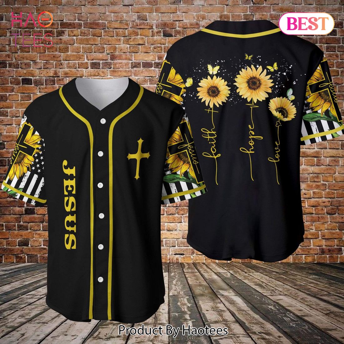 AVAILABLE Amazing Sunflower And Jesus 3D Baseball Jersey 080621H AVAILABLE Amazing Sunflower And Jesus 3D Baseball Jersey 080621H