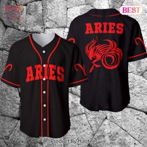 AVAILABLE Aries Zodiac Black Red Baseball Jersey