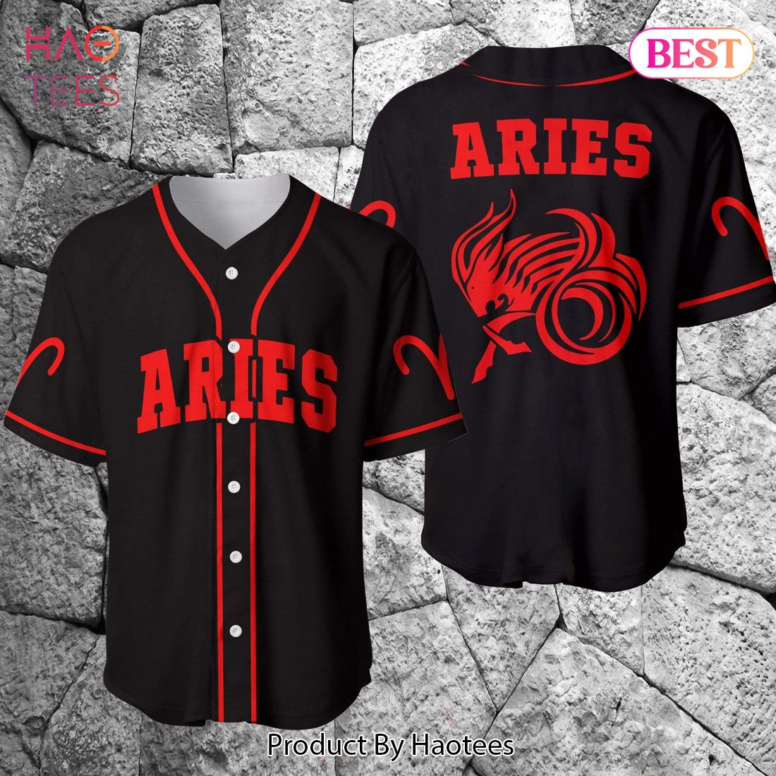 AVAILABLE Aries Zodiac Black Red Baseball Jersey AVAILABLE Aries Zodiac Black Red Baseball Jersey