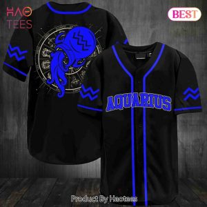 AVAILABLE Awesome Aquarius Zodiac Blue Black Baseball Jersey