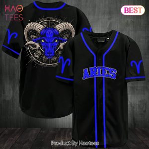 AVAILABLE Awesome Aries Zodiac Black Blue Baseball Jersey