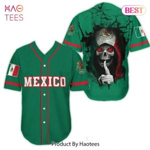 AVAILABLE Aztec Mexican Skull Green Baseball Jersey