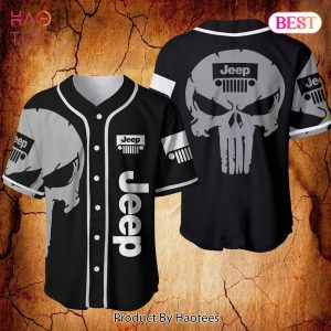 AVAILABLE B&W Jeep Skull Baseball Jersey
