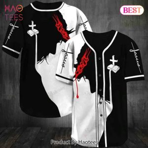 AVAILABLE B&W Jesus God Will Protect Me Baseball Jersey Kv