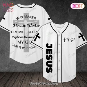 AVAILABLE B&W Jesus Way Maker Promise Keeper Light In The Darkness Baseball Jersey Kv