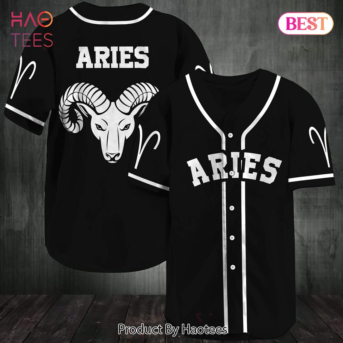 AVAILABLE B&W Zodiac Aries Baseball Jersey AVAILABLE B&W Zodiac Aries Baseball Jersey