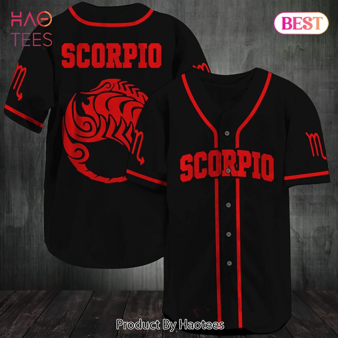 AVAILABLE Black Red Scorpio Zodiac Baseball Jersey AVAILABLE Black Red Scorpio Zodiac Baseball Jersey