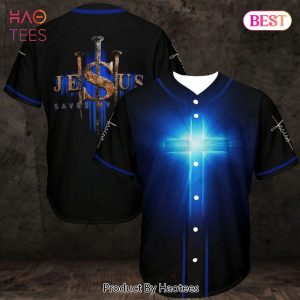 AVAILABLE Blue Jesus Cross Light Baseball Jersey