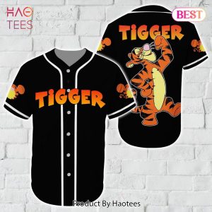 AVAILABLE Cartoon Character Tigger Color Baseball Tee Jersey Shirt Black All Over Printed 3D Unisex Men Women