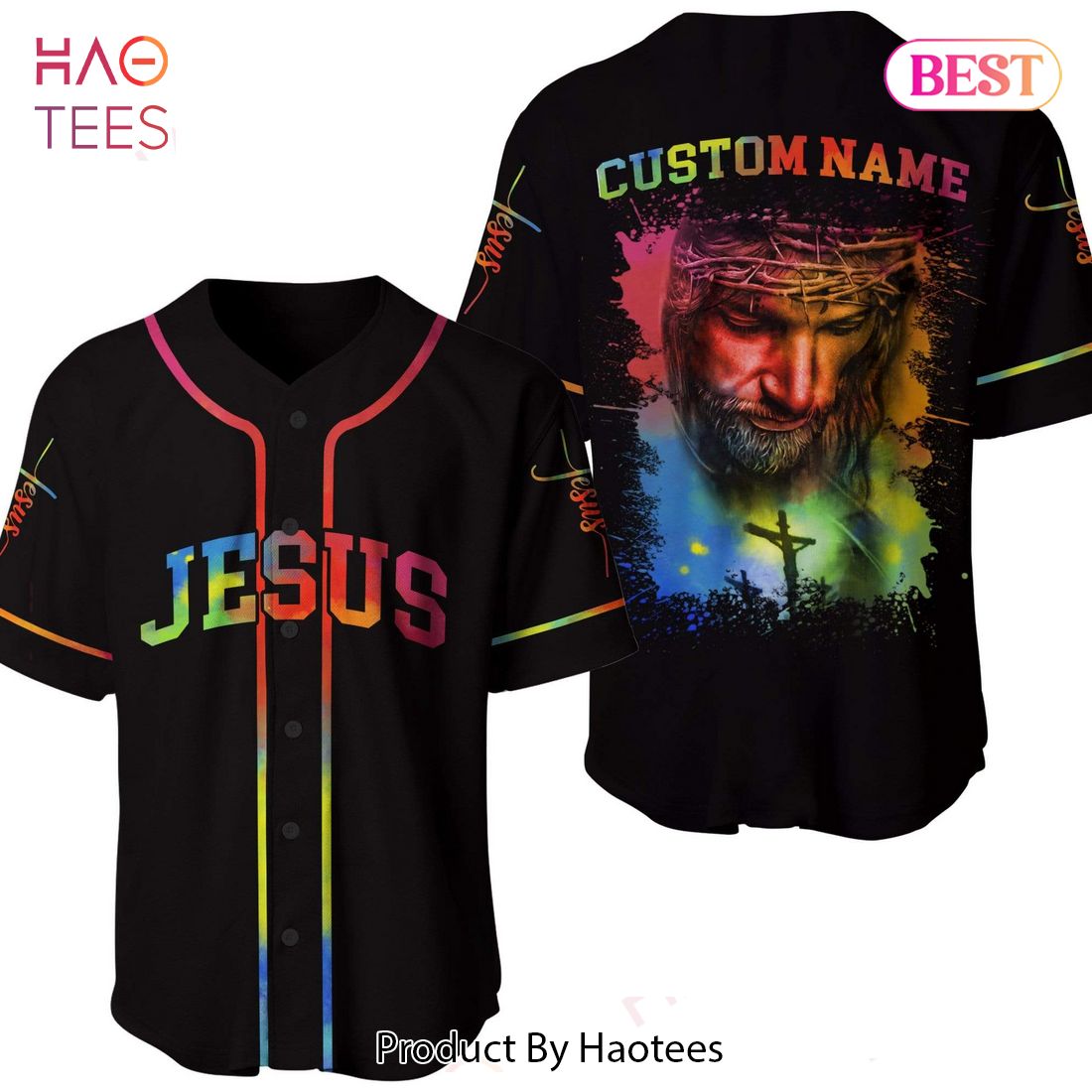 AVAILABLE Colorful Jesus 3D Baseball Jersey 270521H AVAILABLE Colorful Jesus 3D Baseball Jersey 270521H