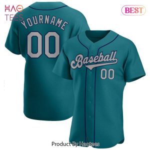AVAILABLE Custom Aqua Gray Navy Authentic Baseball Jersey