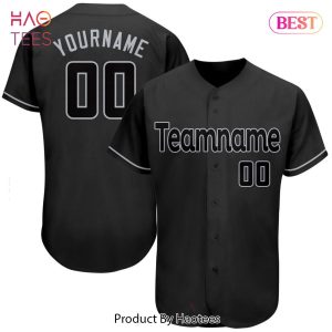AVAILABLE Custom Black Black Gray Authentic Baseball Jersey