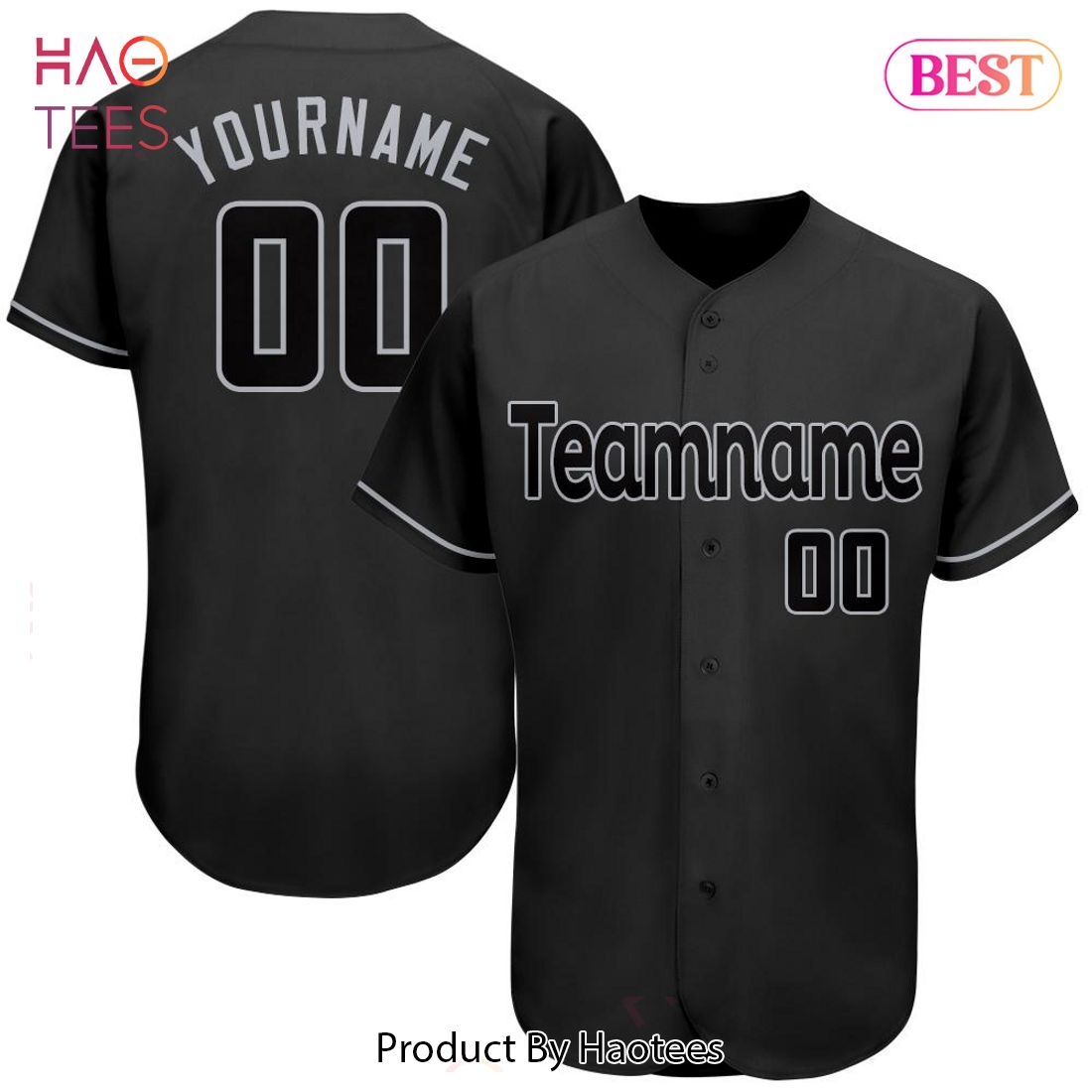 AVAILABLE Custom Black Black Gray Authentic Baseball Jersey AVAILABLE Custom Black Black Gray Authentic Baseball Jersey
