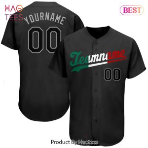 AVAILABLE Custom Black Black Kelly Green Authentic Baseball Jersey