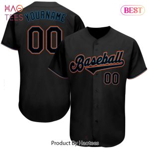 AVAILABLE Custom Black Black Light Blue Authentic Baseball Jersey